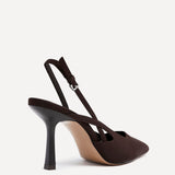 Rhea Brown Scuba Sling Back Court Heels