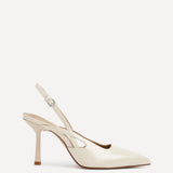 Rhea Nude Faux Leather Sling Back Court Heels