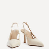 Rhea Nude Faux Leather Sling Back Court Heels