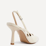 Rhea Nude Faux Leather Sling Back Court Heels