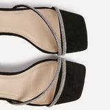 Ruma Wide Fit Black Diamante Heeled Sandals