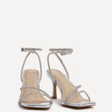 Ruma Wide Fit Silver Diamante Heeled Sandals