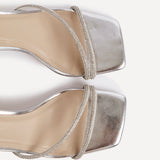 Ruma Wide Fit Silver Diamante Heeled Sandals