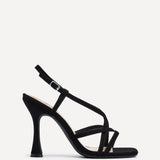Sabrina Black Faux Suede Crossover Heels