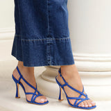 Sabrina Blue Faux Suede Crossover Heels