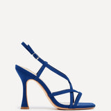 Sabrina Blue Faux Suede Crossover Heels