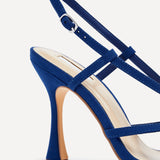 Sabrina Blue Faux Suede Crossover Heels