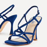 Sabrina Blue Faux Suede Crossover Heels