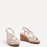 Safiya Nude Faux Leather Strappy Wedges