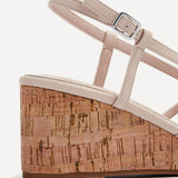 Safiya Nude Faux Leather Strappy Wedges
