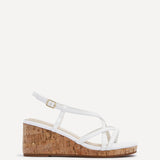Safiya White Faux Leather Strappy Wedges