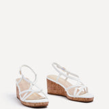 Safiya White Faux Leather Strappy Wedges