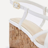 Safiya White Faux Leather Strappy Wedges
