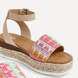 Sahara Wide Fit Multi Coloured Flatform Sandals