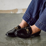 Affluent Black Faux Leather Loafers
