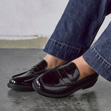 Cartia Wide Fit Black Patent Loafers
