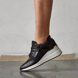 Everett Black Glitter Wedged Trainers