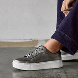 Jersey Pewter Faux Leather Trainers