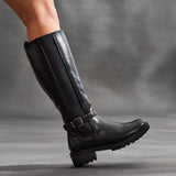 Gilded Black Long Low Boots