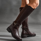 Power Brown Faux Leather Riding Boots