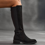 Power Black Faux Suede Riding Boots