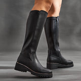 Gravity Black Long Low Heel Boots