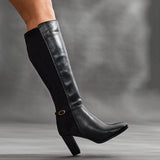 Symone Black Block Heeled Boots