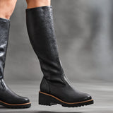 Maintain Wide Fit Black Faux Leather Long Boots