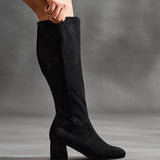 Fable Wide Fit Black Faux Suede Boots