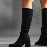 Fable Wide Fit Black Faux Suede Boots
