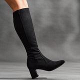 Slate Black Faux Suede Long Heeled Boots
