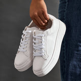 Jersey White Faux Leather Trainers