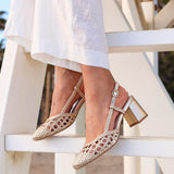 Sandria Gold Handwoven Court Heels