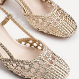 Sandria Gold Handwoven Court Heels