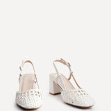 Sandria White Handwoven Court Heels