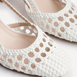 Sandria White Handwoven Court Heels