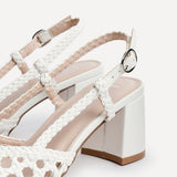 Sandria White Handwoven Court Heels