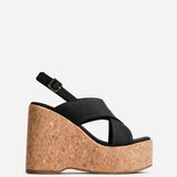 Santana Black Cork Wedges