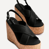 Santana Black Cork Wedges