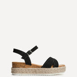 Sarelli Wide Fit Black Flatform Sandals