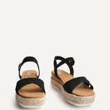 Sarelli Wide Fit Black Flatform Sandals