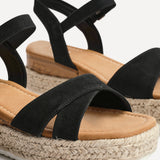 Sarelli Wide Fit Black Flatform Sandals