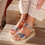 Sarelli Wide Fit Gold Flatform Sandals