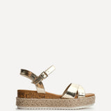 Sarelli Wide Fit Gold Flatform Sandals