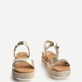 Sarelli Wide Fit Gold Flatform Sandals