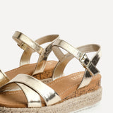 Sarelli Wide Fit Gold Flatform Sandals