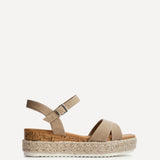 Sarelli Wide Fit Taupe Flatform Sandals
