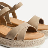 Sarelli Wide Fit Taupe Flatform Sandals
