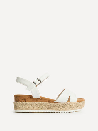 Sarelli Wide Fit White Flatform Sandals
