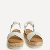 Sarelli Wide Fit White Flatform Sandals